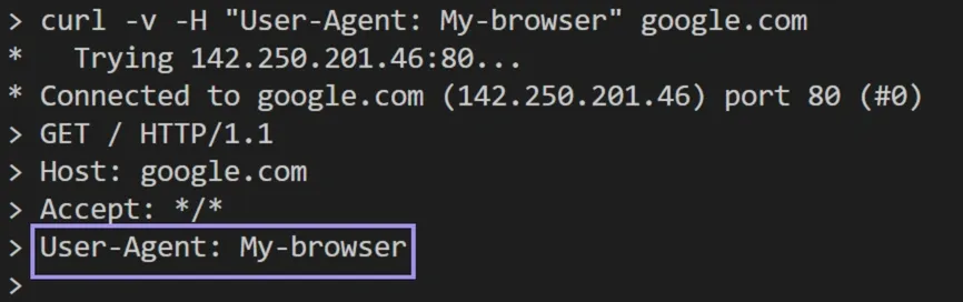 Overriding the User-Agent curl header.webp