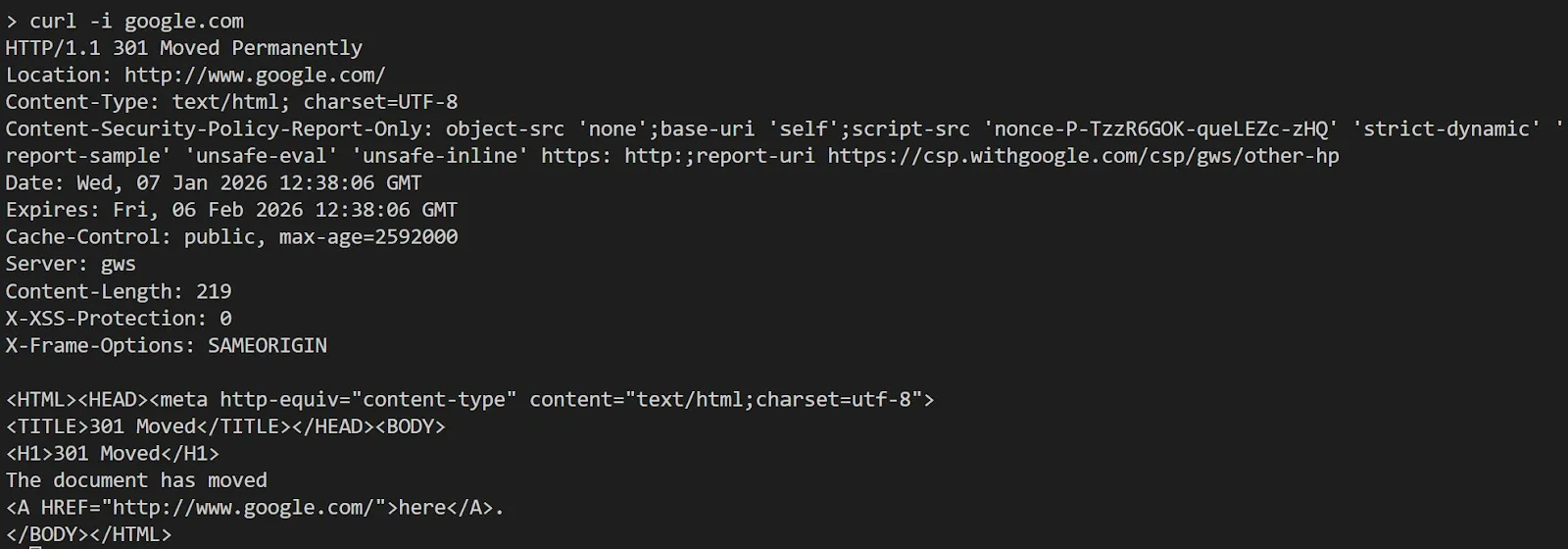 Viewing response headers and body with curl.webp