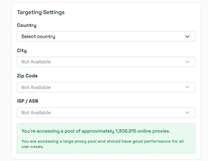 Ping Proxies advanced targeting settings.webp