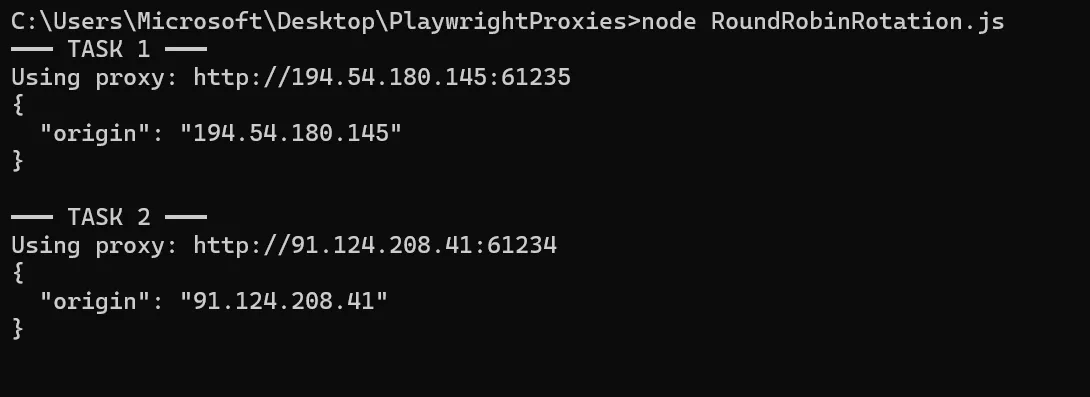 Testing Playwright proxy integration with round robin rotation