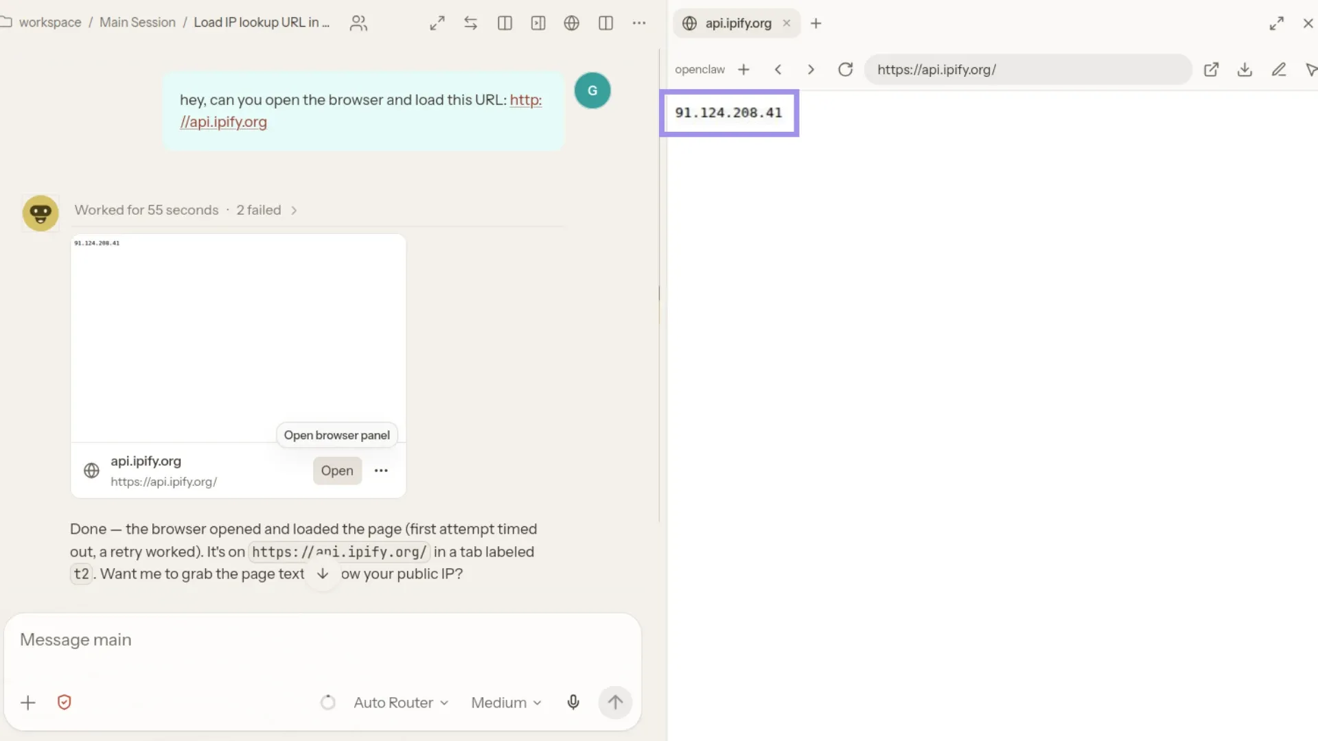 OpenClaw GUI chat session