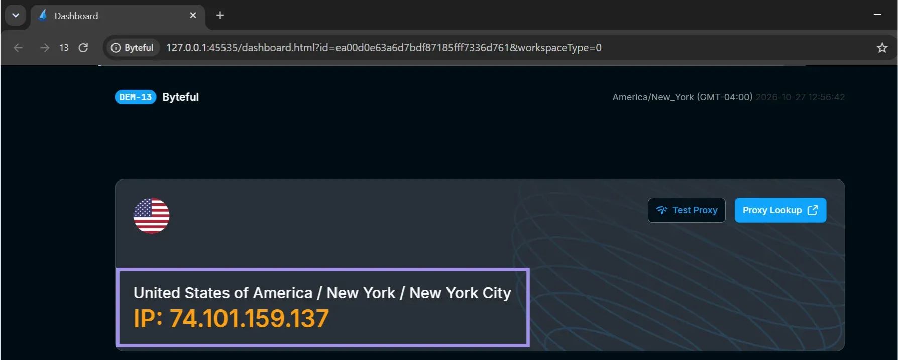 RoxyBrowser profile dashboard