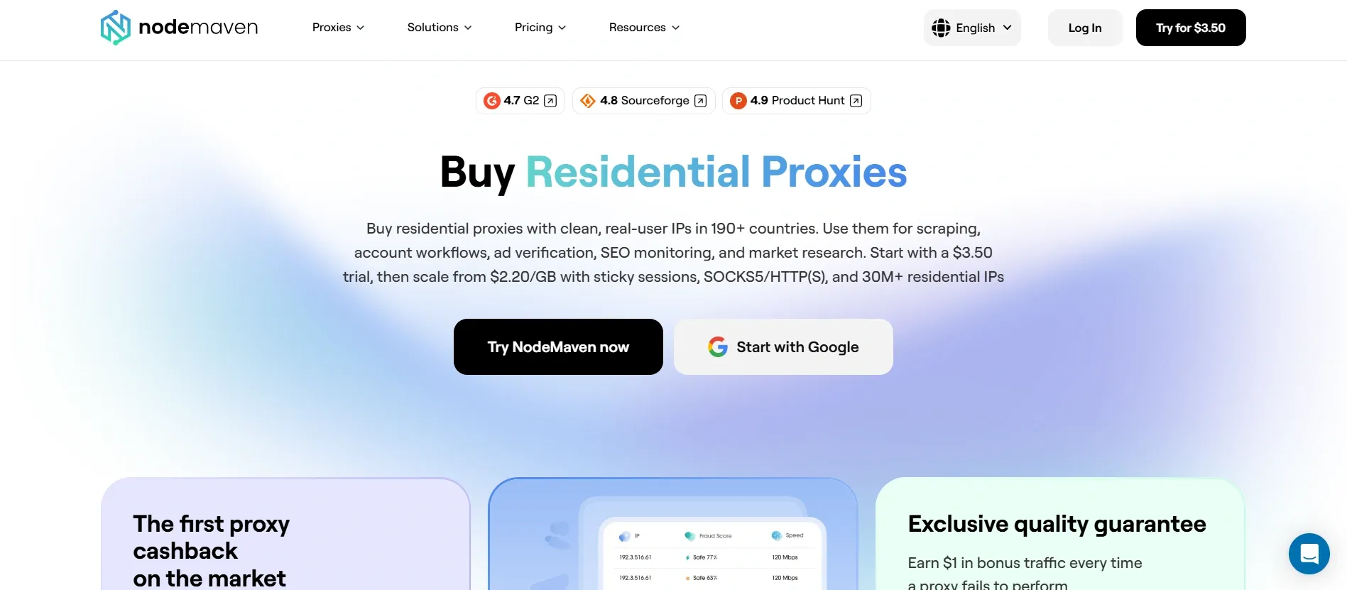 NodeMaven residential proxies landing page