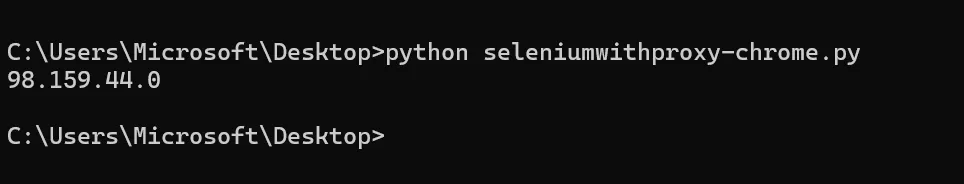 Testing proxy integration on Selenium using command prompt