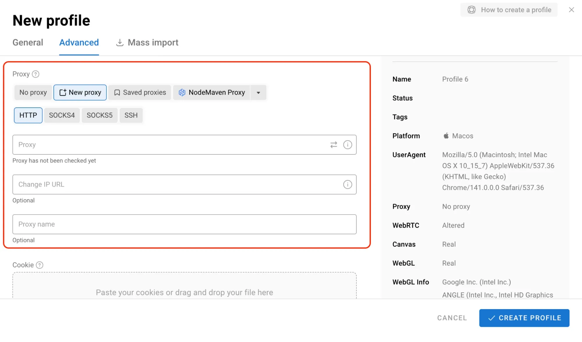 Add Profile during proxy creation.webp
