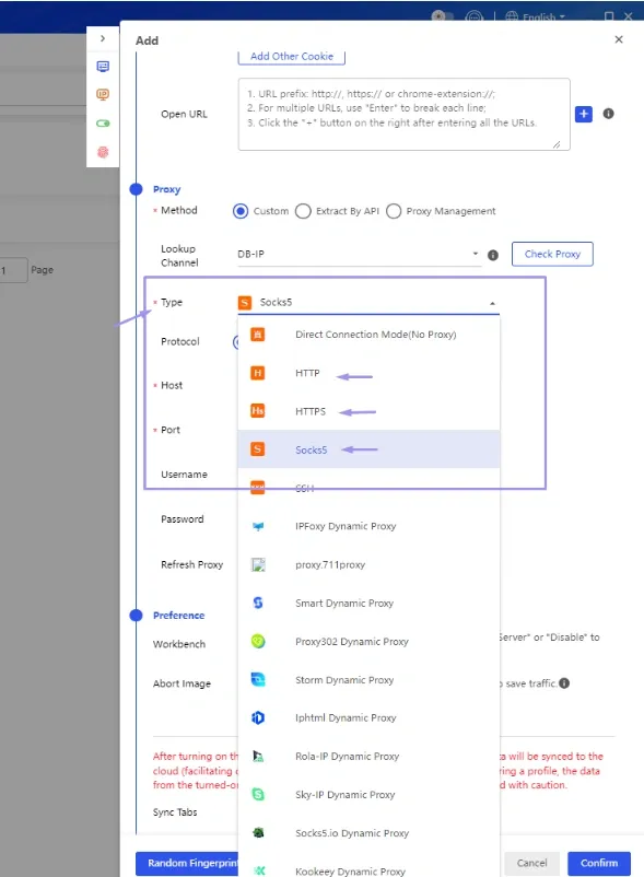 Select proxy type.webp