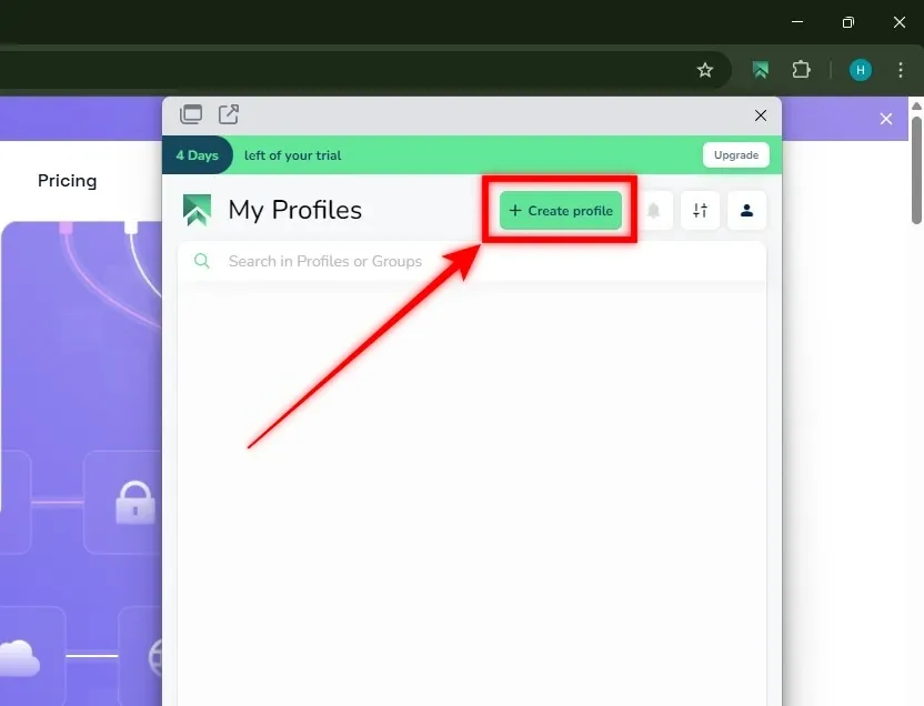 Click on Create Profile.webp