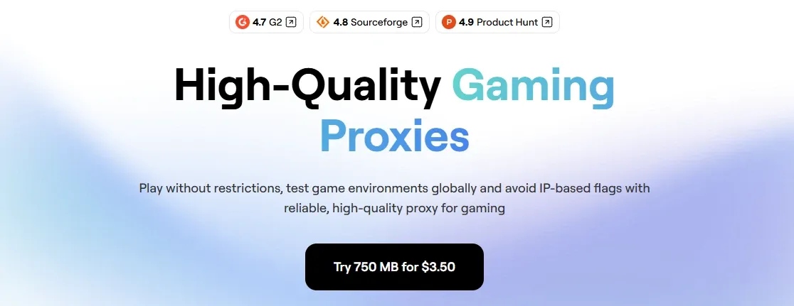 NodeMaven High-Quality Gaming Proxies page