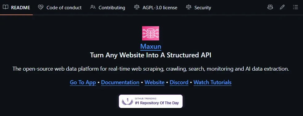 Maxun GitHub repository README