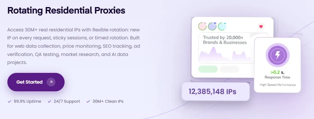 ProxyEmpire rotating residential proxies landing page