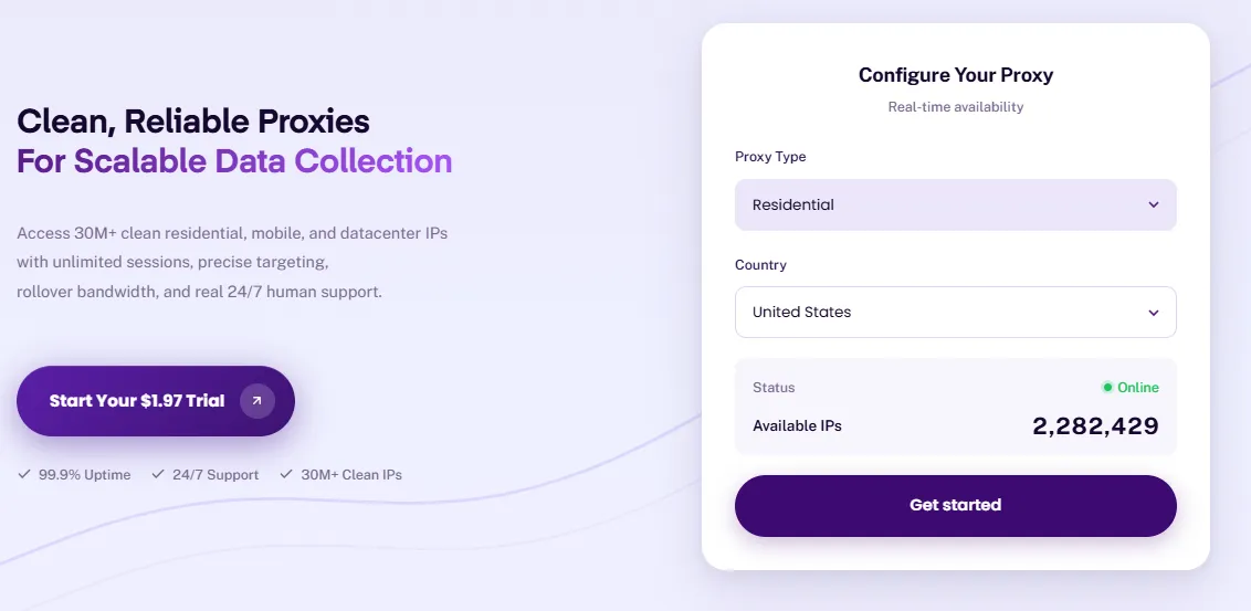 ProxyEmpire proxy service dashboard