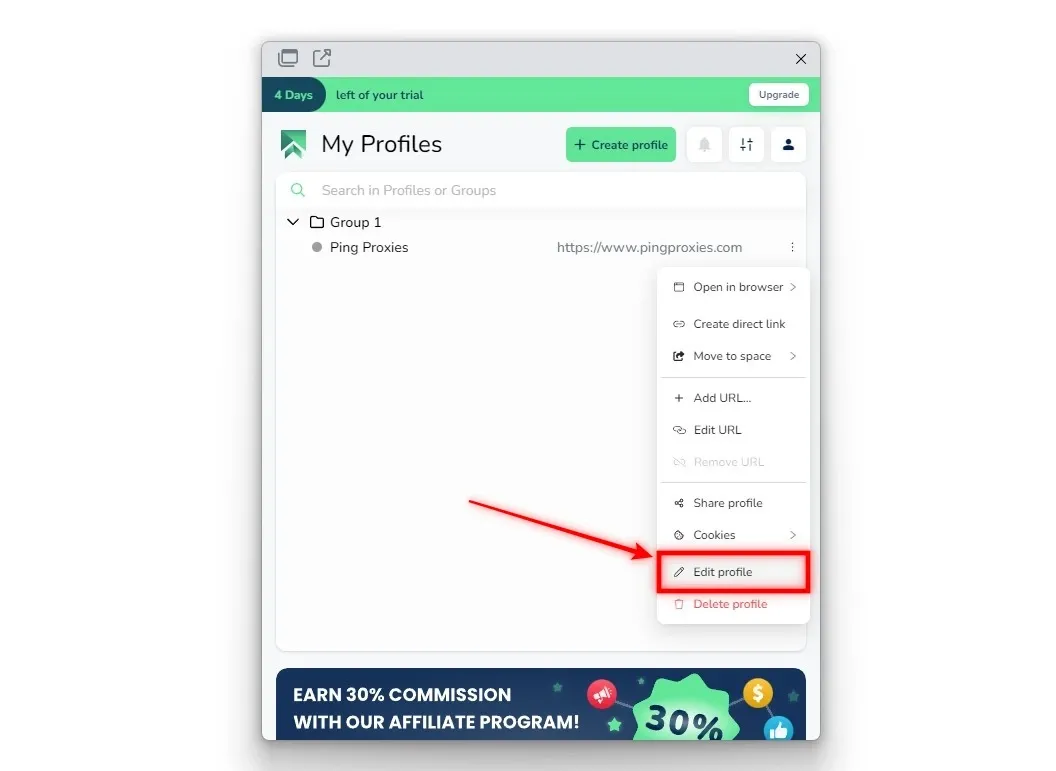 Click on Edit Profile.webp