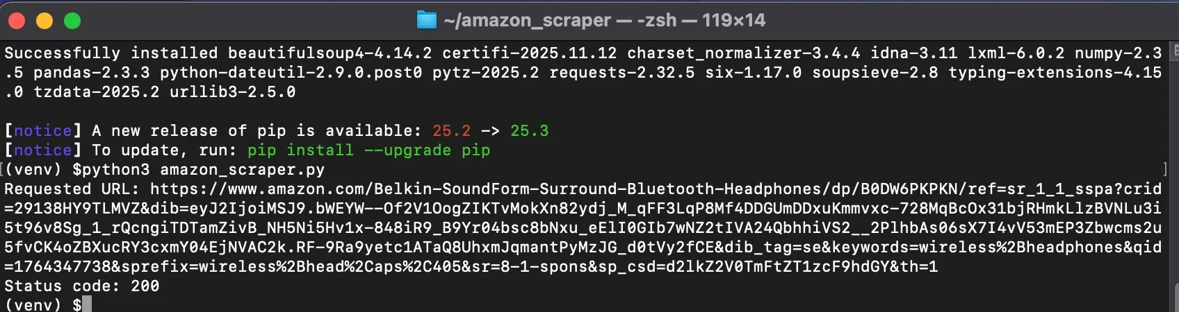 Terminal showing Status code 200.webp