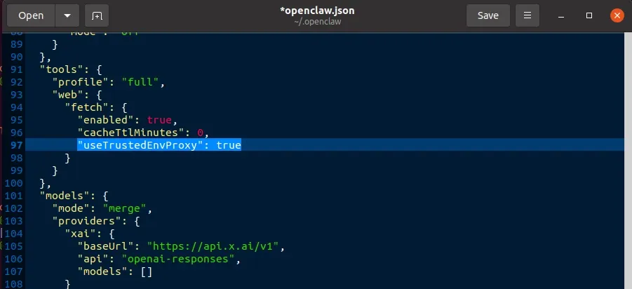 OpenClaw configuration file