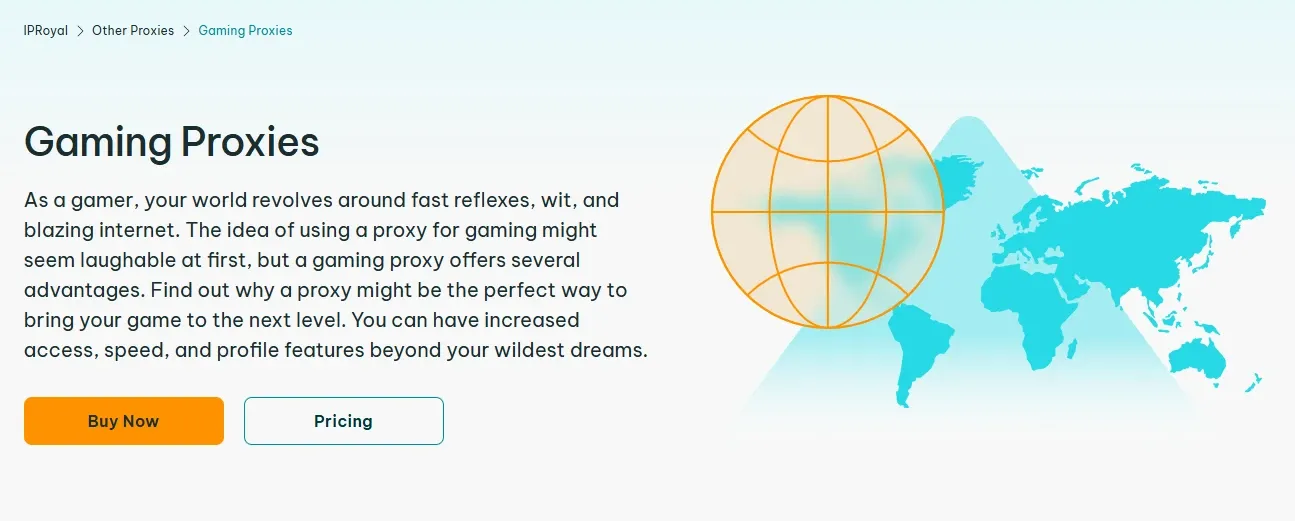 IPRoyal Gaming Proxies page