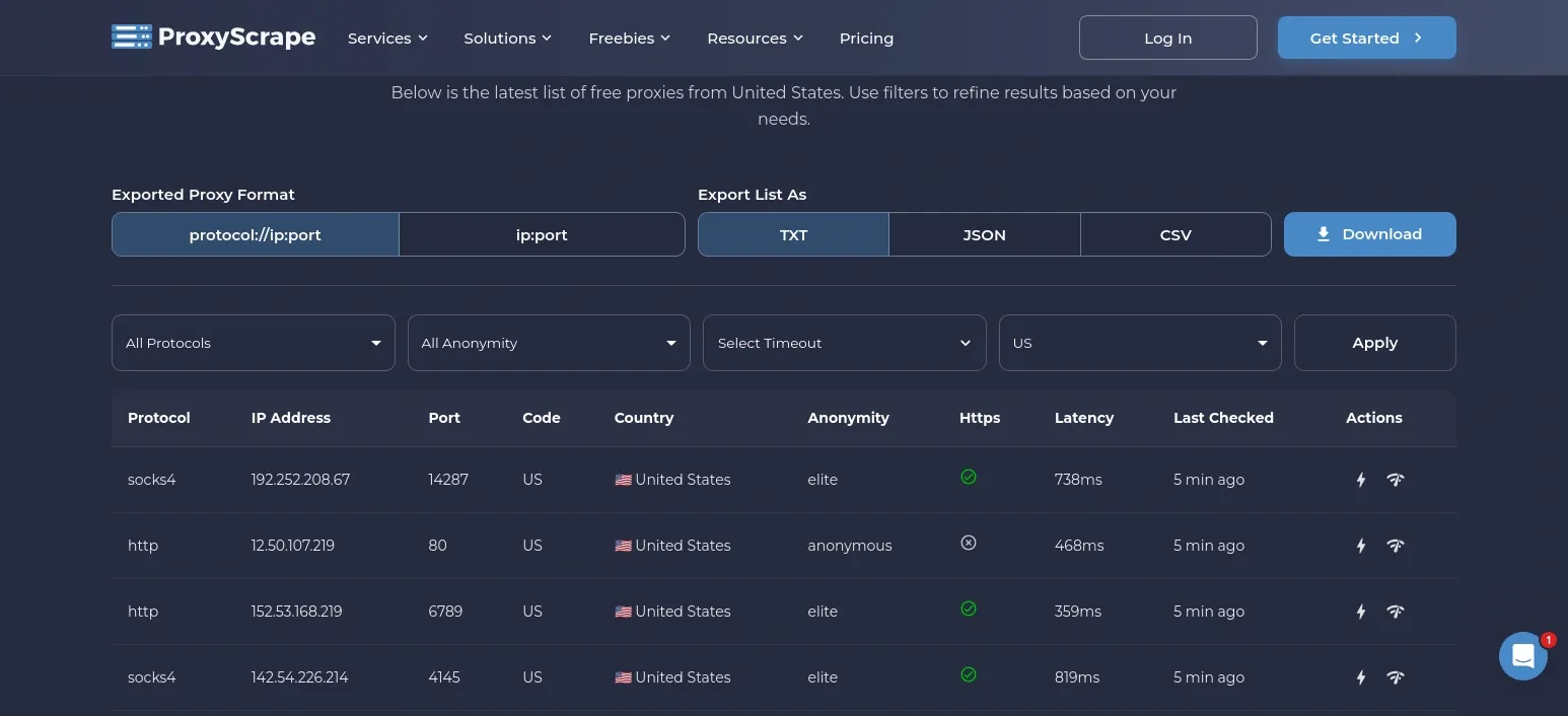 ProxyScrape Free United States Proxy List.webp