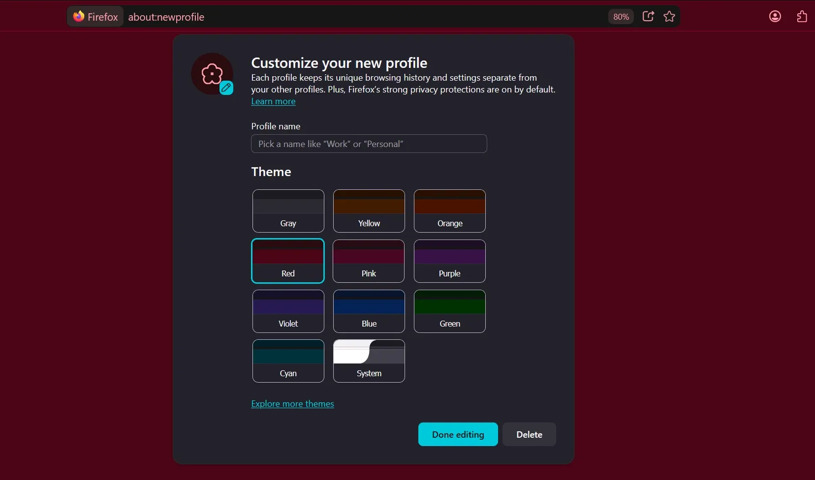 about:config page in firefox
