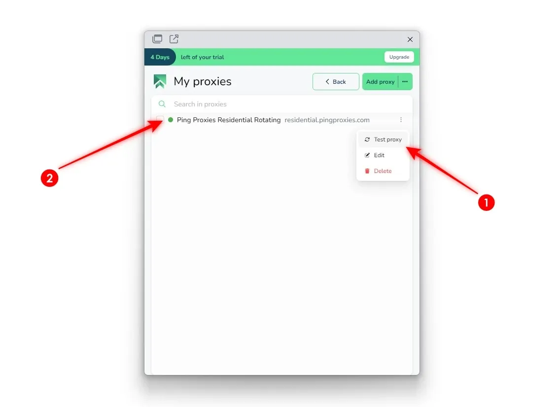Click on Test Proxy.webp