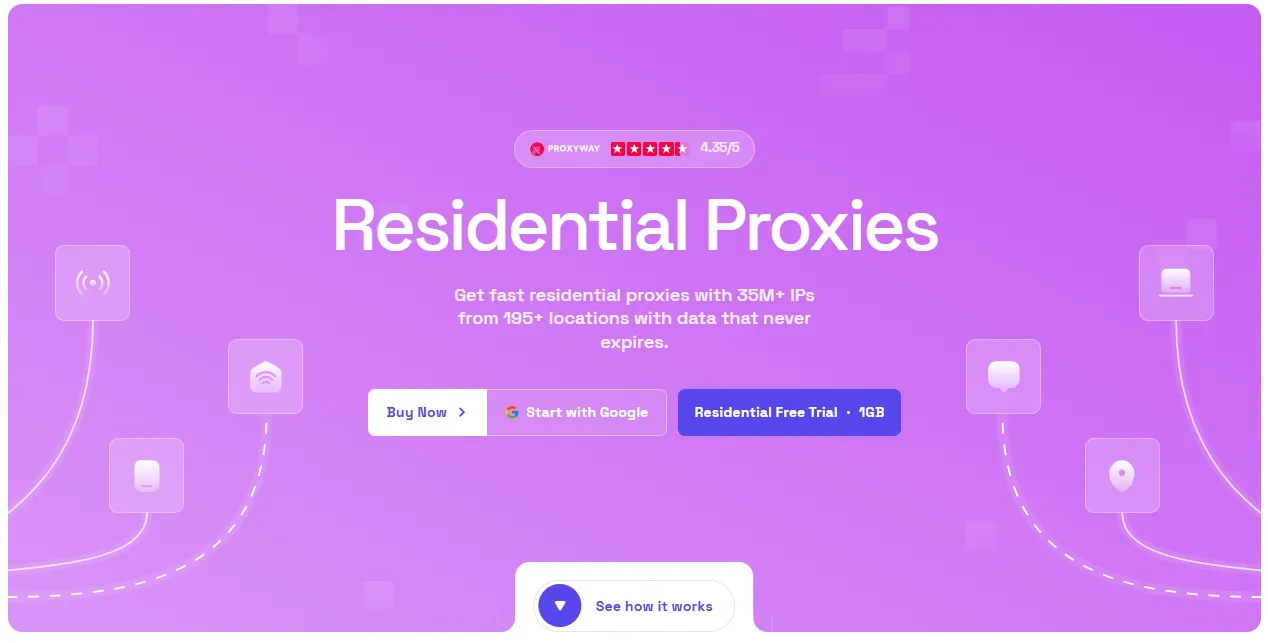 Byteful residential proxies landing page