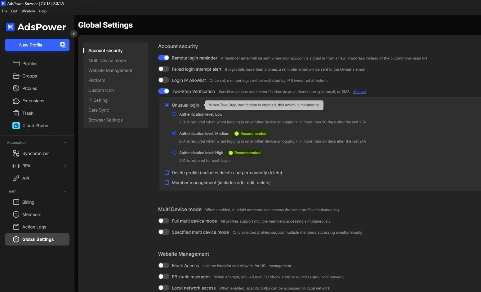 AdsPower Team Settings.webp
