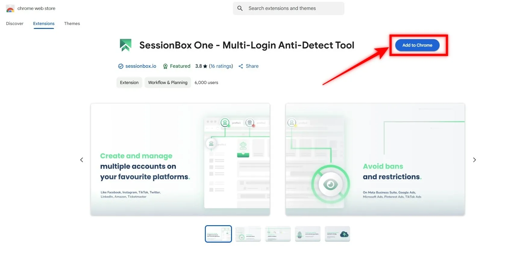 Click on Add to Chrome - SessionBox One.webp