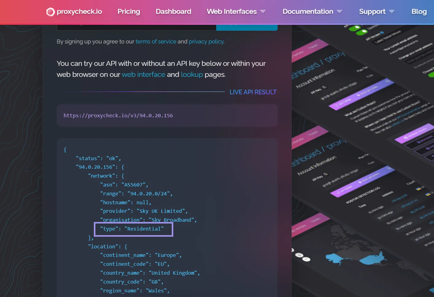 Proxy type on iproxycheck.io