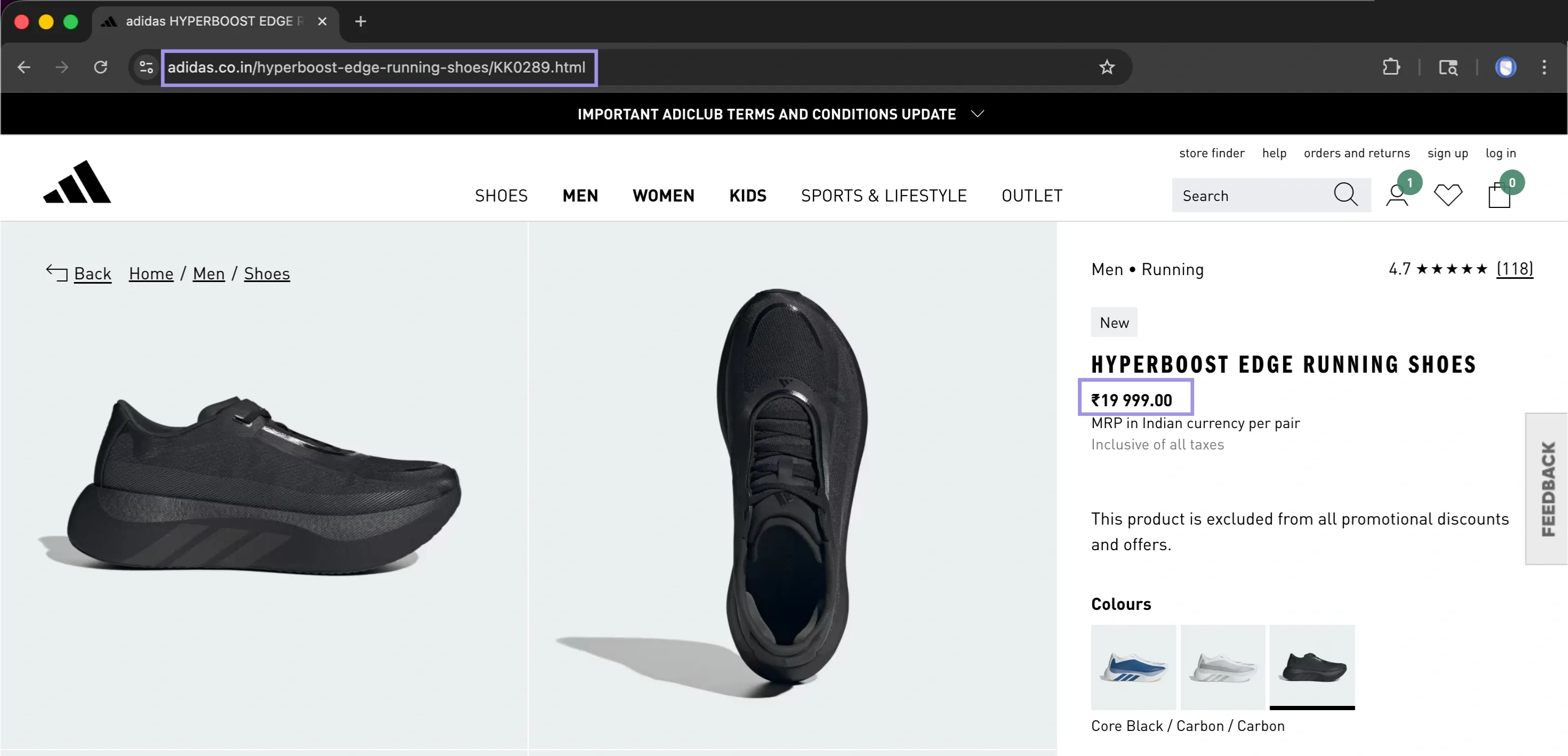 Addidas url and pricing example.webp