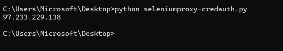 Testing authenticated proxy integration on Selenium using Windows command prompt