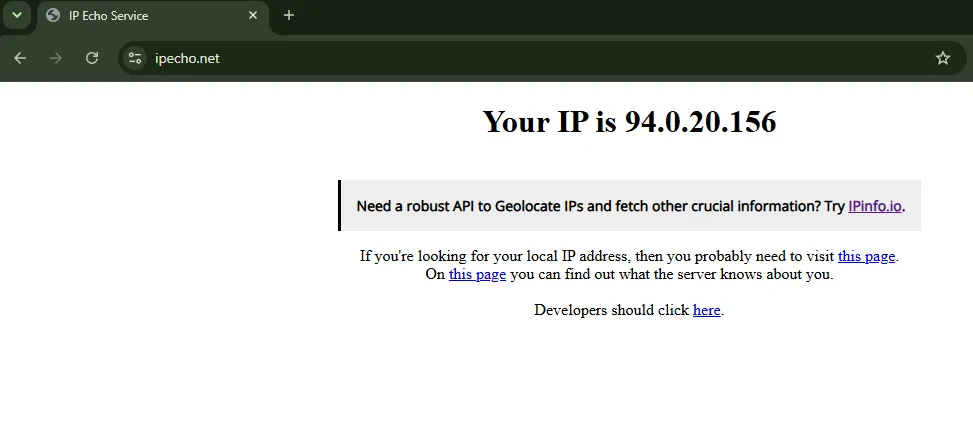 Check IP on ipecho.net