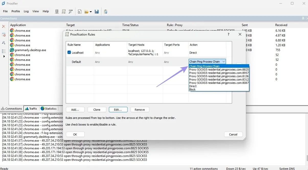 Select the chain created.webp