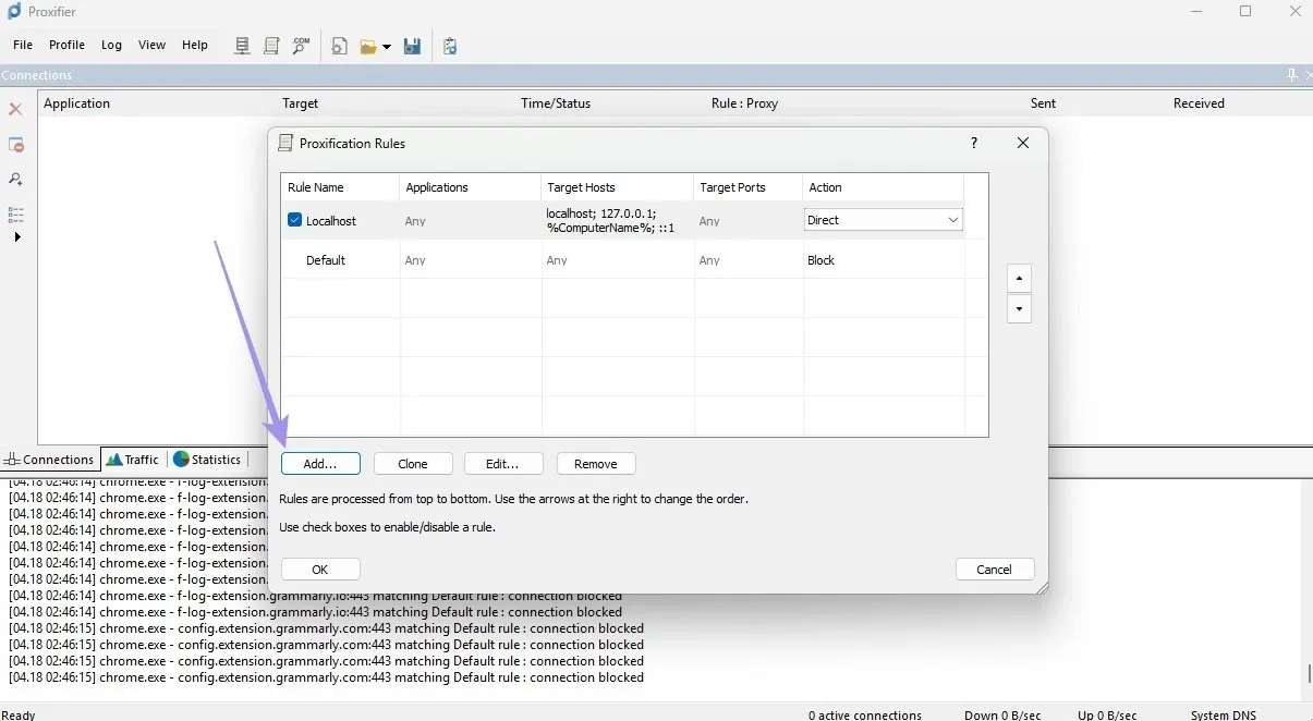 Click on Add button in Proxification Rules.webp