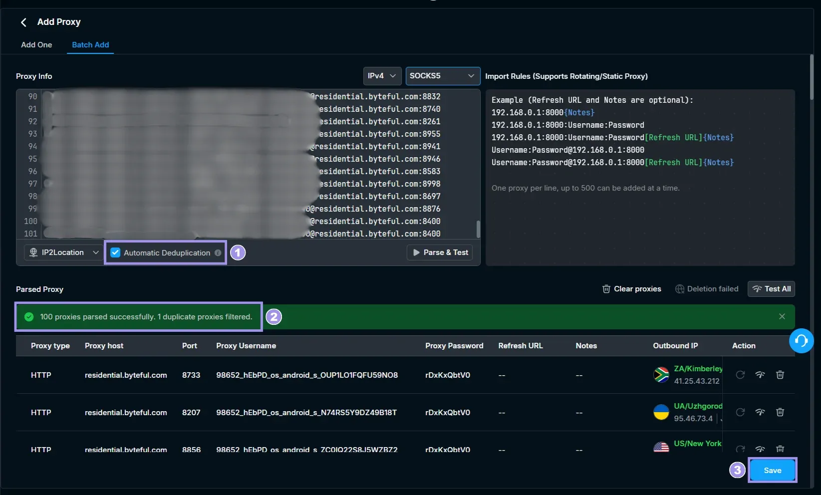 Add proxies in RoxyBrowser profiles