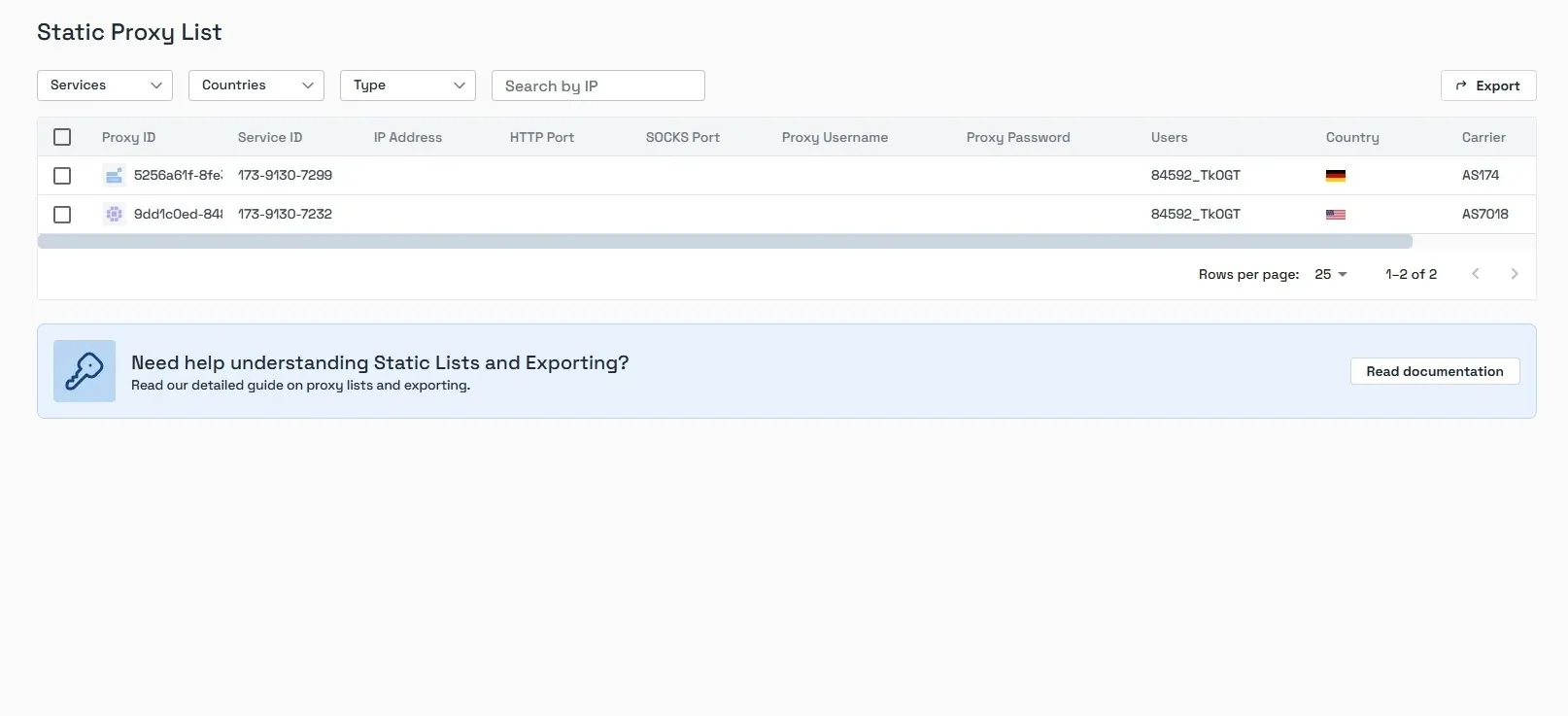 Static Proxy List in Ping Proxies.webp