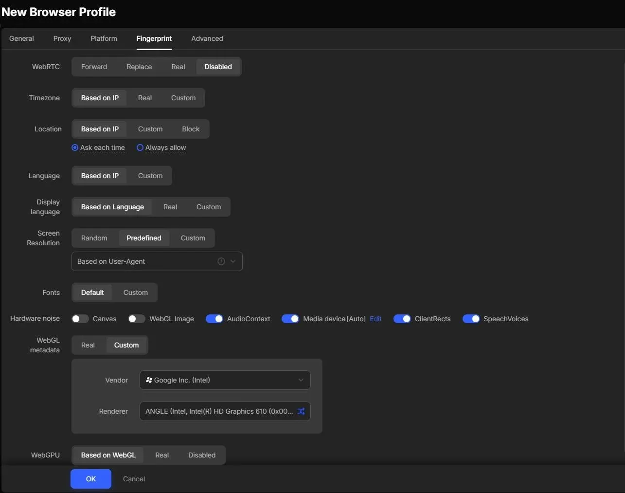 Fingerprint settings on AdsPower.webp