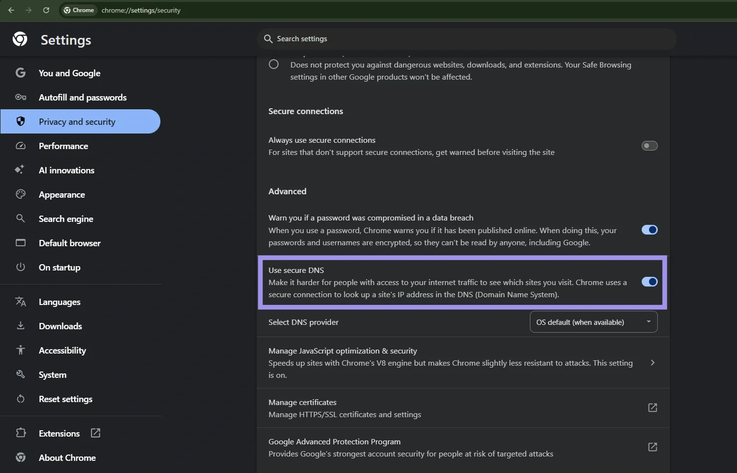 Chrome Secure DNS.webp