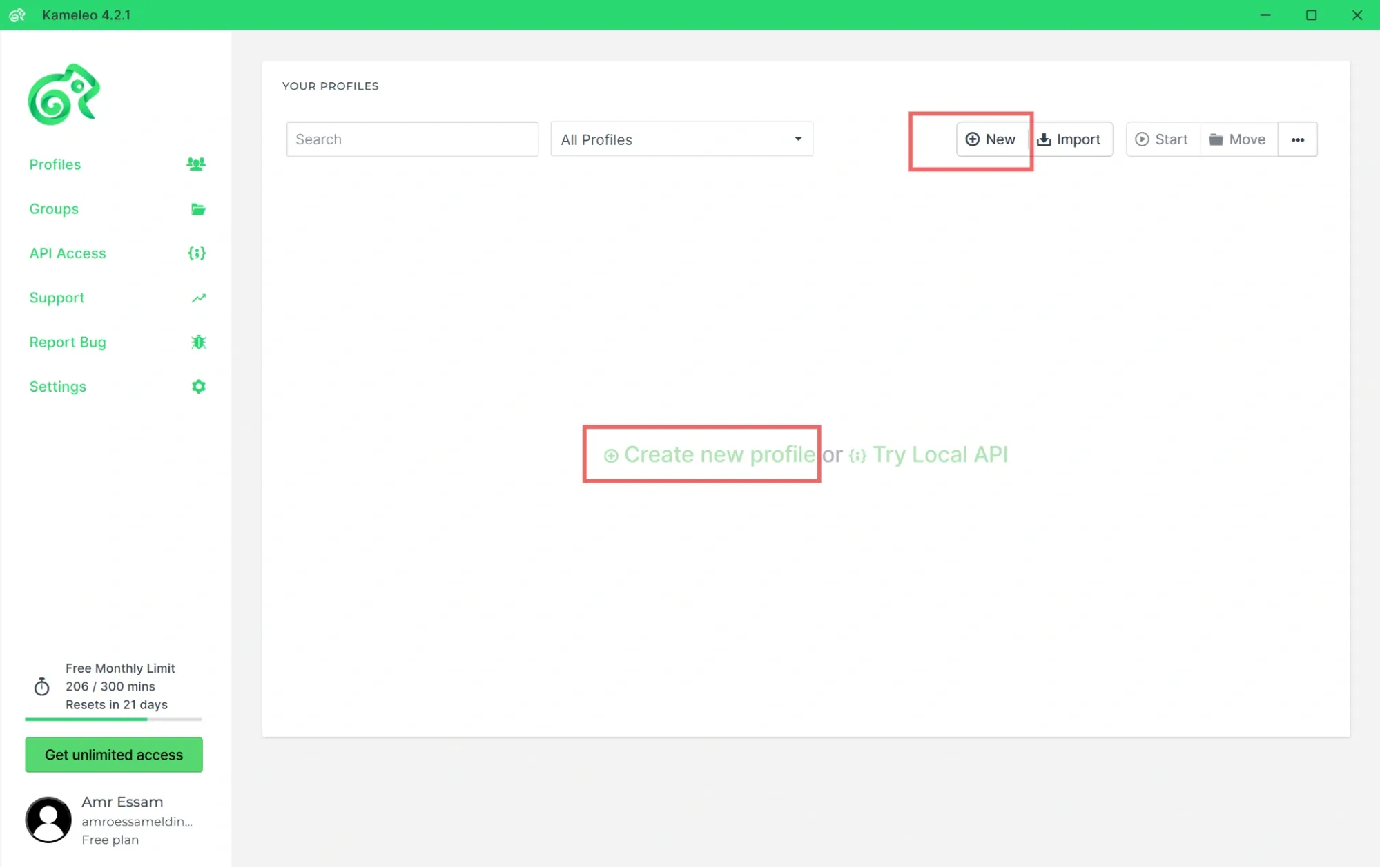 Click on Create new profile.webp