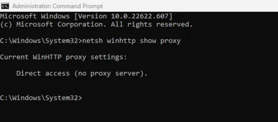 Netsh WinHTTP show proxy command.webp