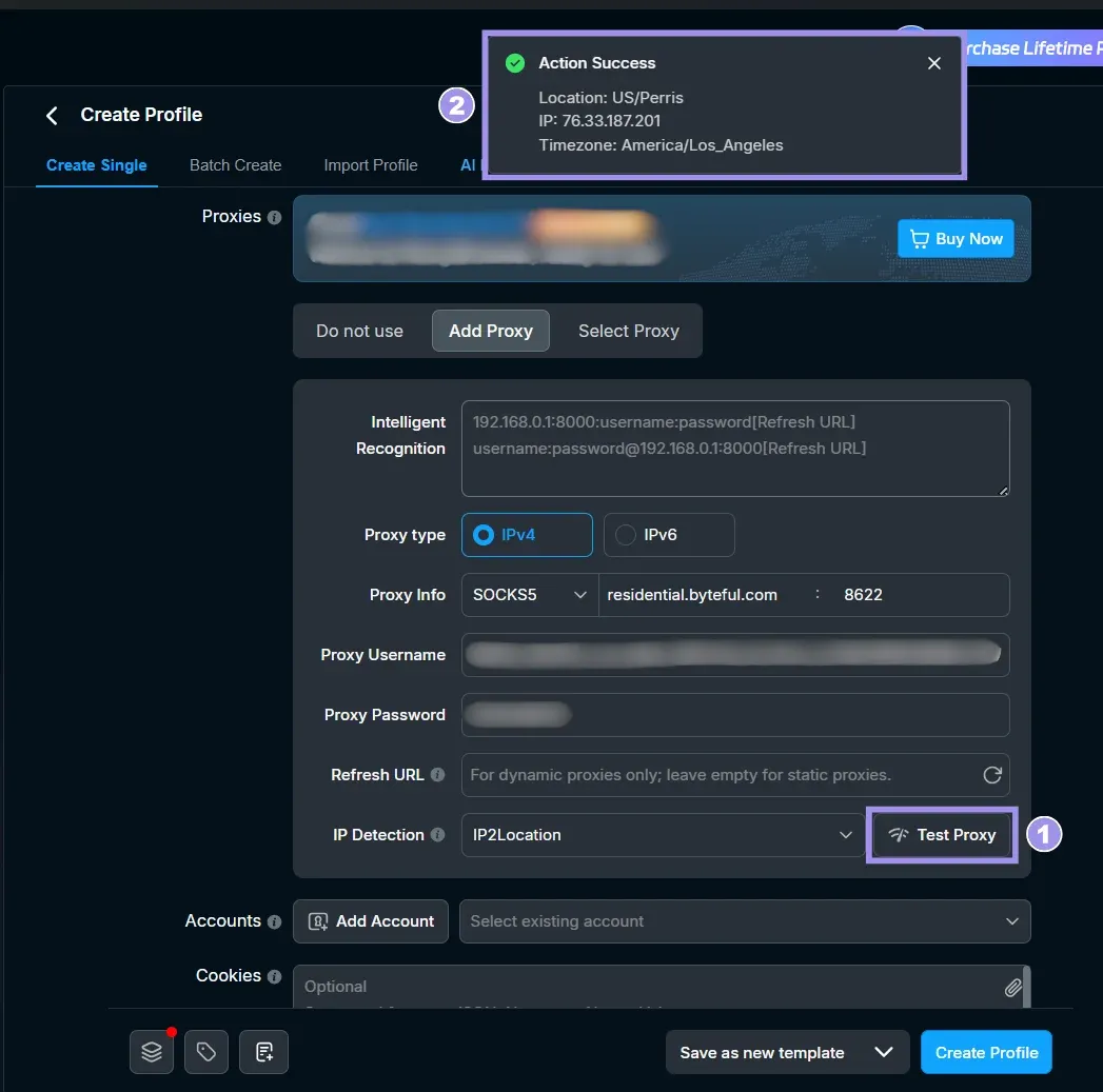 Create a profile in RoxyBrowser