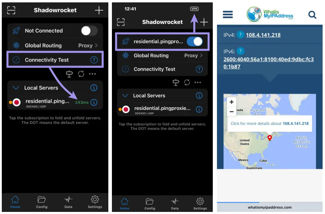 Proxy succesfully connected on iOS.webp