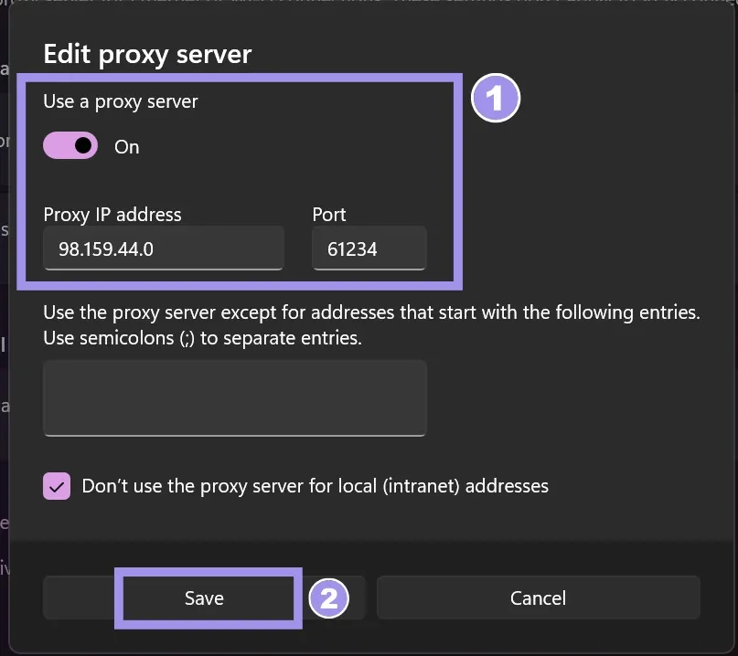 Firefox connection settings
